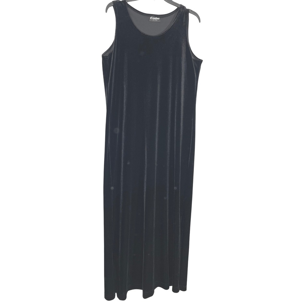 Caribou New York Black Velvet Maxi Dress Sleeveless‎ Womens Size M
